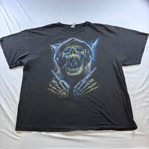 VTG Delta Pro Weight Grim Reaper Skull Lightning Graphic T-Shirt Black 3XL